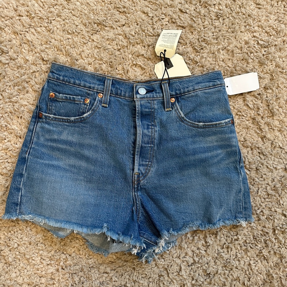Levi’s Ribcage Dark Wash Denim Shorts